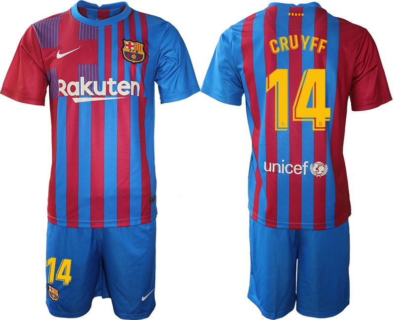 Men 2021-2022 Club Barcelona home blue #14 Nike Soccer Jersey